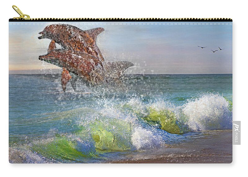 Dolphin Zip Pouch featuring the digital art Taken for Granted by Betsy Knapp
