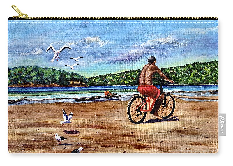 Seascape Zip Pouch featuring the painting Taking a Ride by Laura Forde