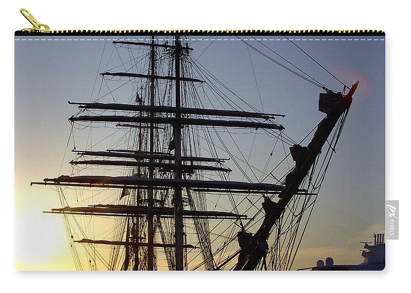 Ibiza Zip Pouch featuring the photograph Tall Ship in Ibiza town by Steve Kearns