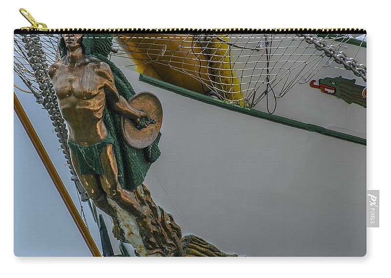 Tall Ship Masthead Zip Pouch featuring the photograph Tall Ship Masthead - Cisne Branco - Brazilian Tall Ship by Dale Powell
