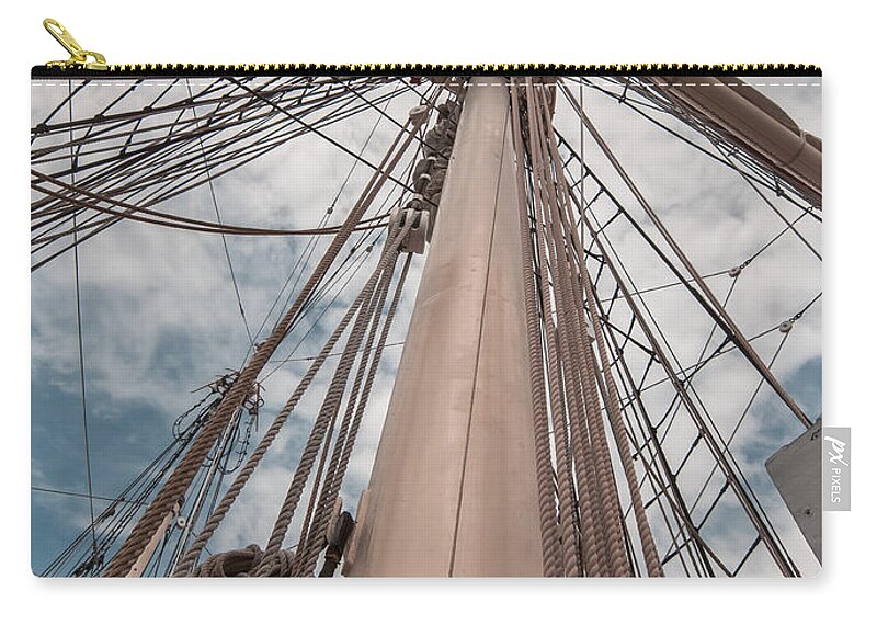 Transportation Zip Pouch featuring the photograph Tall Ship Rigging by Robert Frederick
