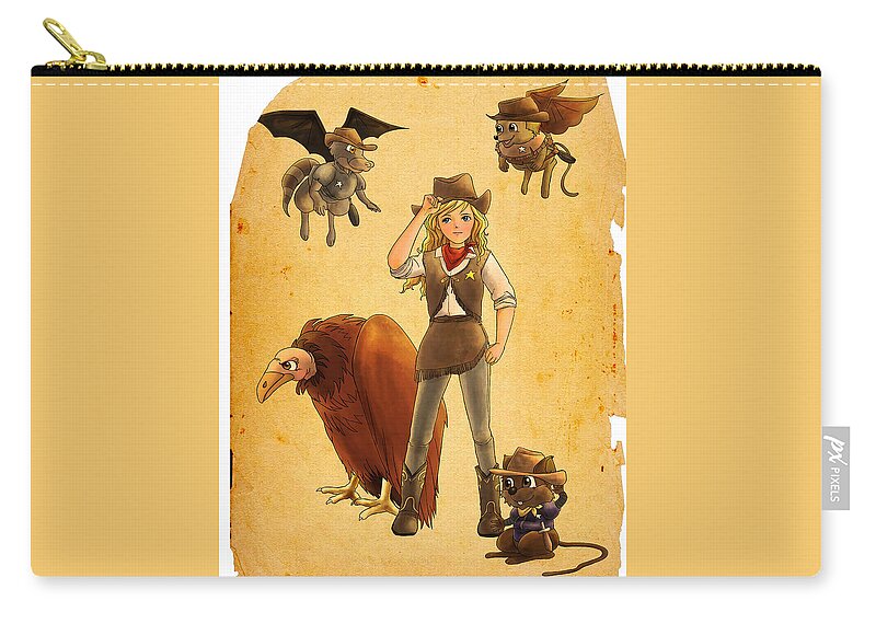  West Zip Pouch featuring the painting Tammy and the California Gold Rush by Reynold Jay