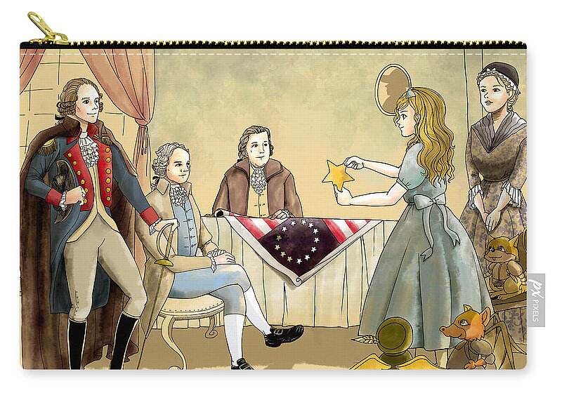 Wurtherington Diary Zip Pouch featuring the painting Tammy meets Betsy Ross and George Washington by Reynold Jay