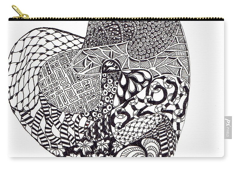 Heart Zip Pouch featuring the drawing Tangled Heart by Claire Bull