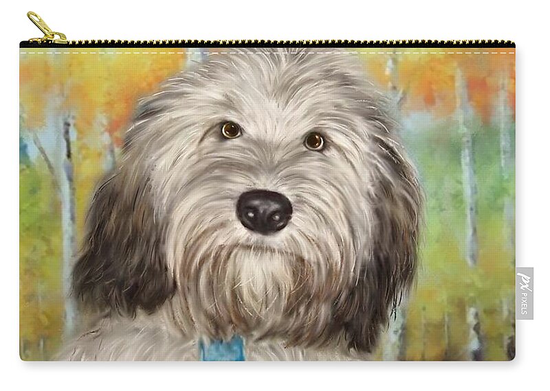 Dogs Zip Pouch featuring the painting Tanner in Aspen by Colleen Taylor