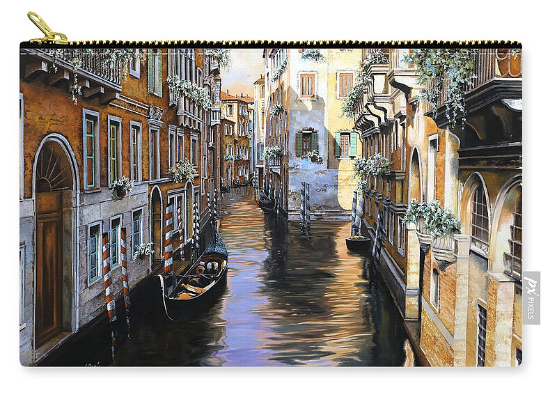 Venezia Zip Pouch featuring the painting Tanta Luce A Venezia by Guido Borelli