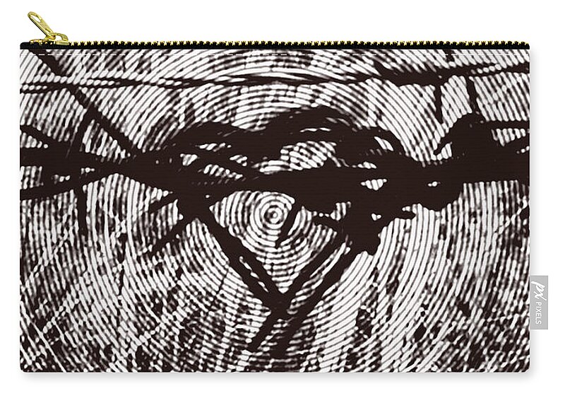 Barbed Zip Pouch featuring the mixed media Target - Barbed Wire Love Series by Lesa Fine