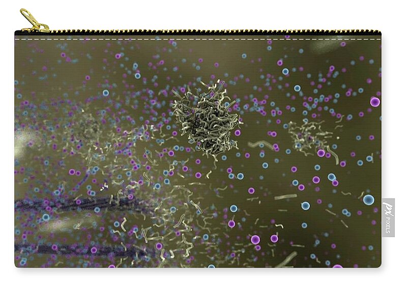 3d Visualization Zip Pouch featuring the photograph Tau Protein Tangle by Anatomical Travelogue