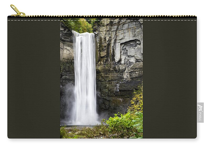 Waterfall Zip Pouch featuring the photograph Taughannock Falls View From The Bottom by Christina Rollo