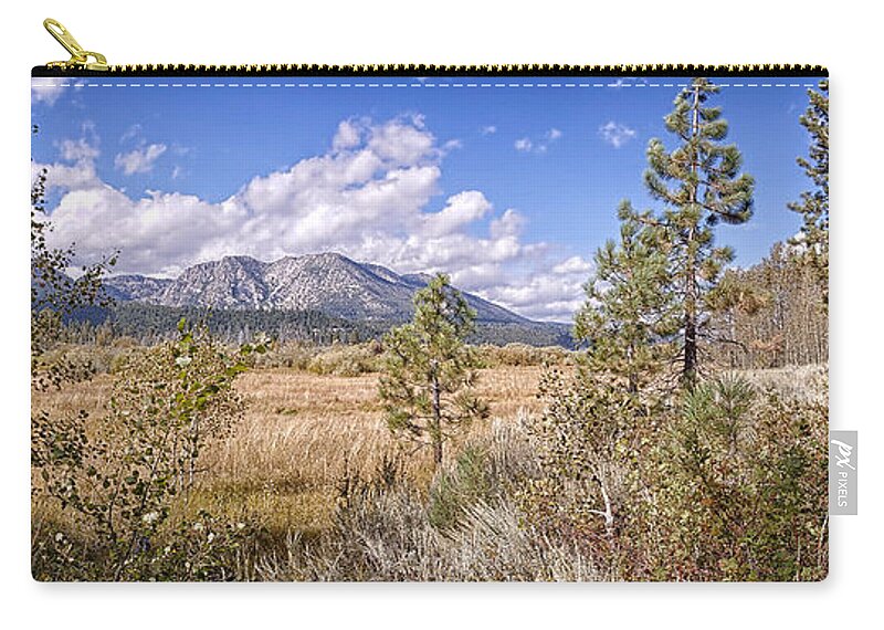 Marshland Zip Pouch featuring the photograph Taylor Creek Panorama by Jim Thompson