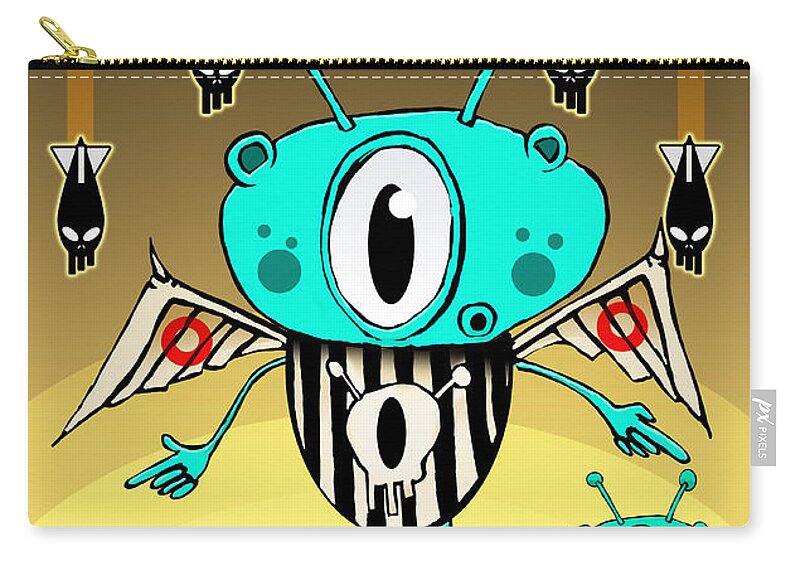 Team Zip Pouch featuring the painting Team alien by Johan Lilja