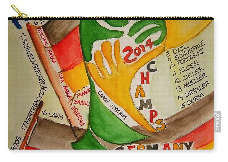 Soccer Zip Pouch featuring the painting Team Germany FIFA Champions by Elaine Duras