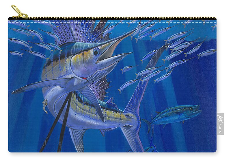 Sailfish Zip Pouch featuring the painting Team Work Off0036 by Carey Chen