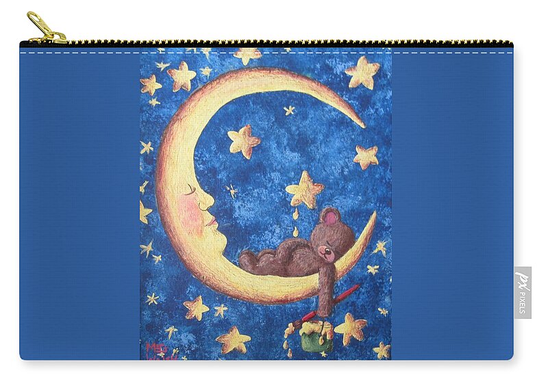 Children's Art Zip Pouch featuring the painting Teddy bear dreams by Megan Walsh