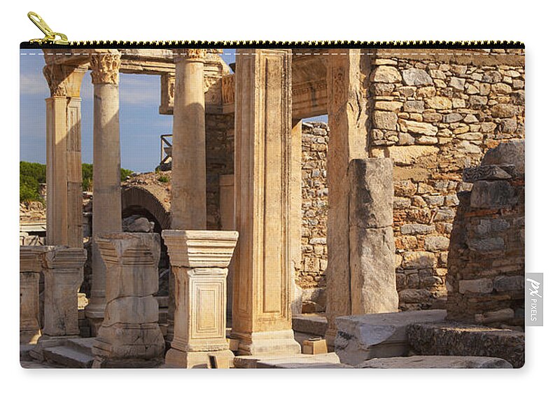 Ephesus Zip Pouch featuring the photograph Temple in Ephesus by Brian Jannsen