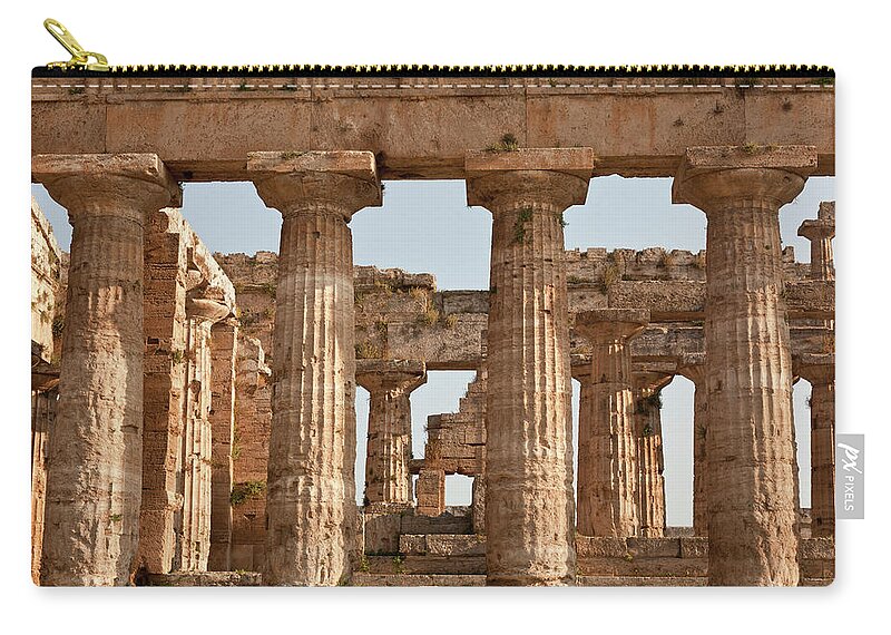 Tranquility Zip Pouch featuring the photograph Temple Of Hera In Paestum by Buena Vista Images