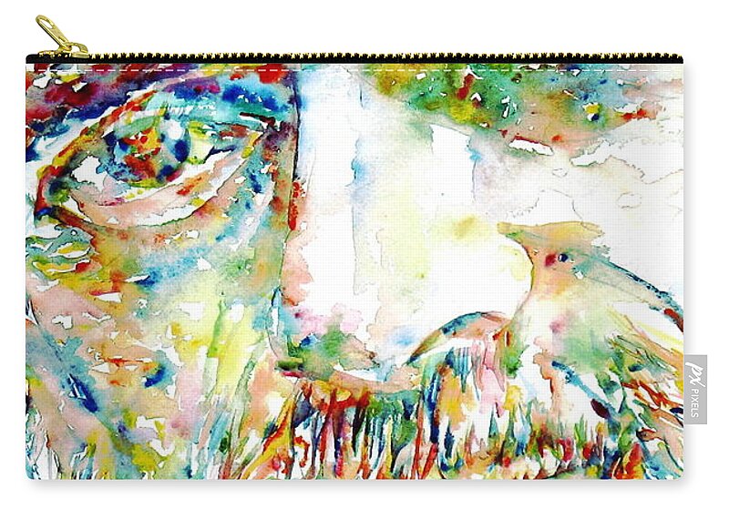 Terence Mckenna Zip Pouch featuring the painting TERENCE MCKENNA watercolor portrait.1 by Fabrizio Cassetta