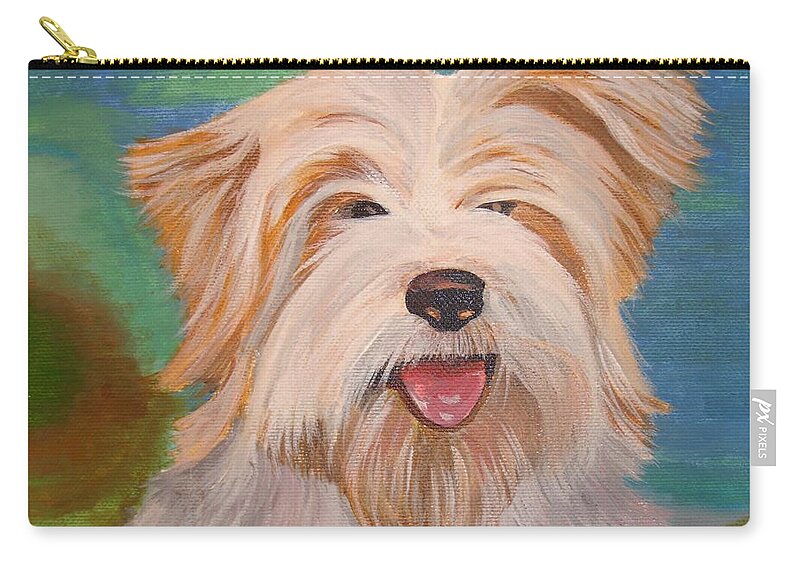 Dog Zip Pouch featuring the painting Terrier Portrait by Taiche Acrylic Art