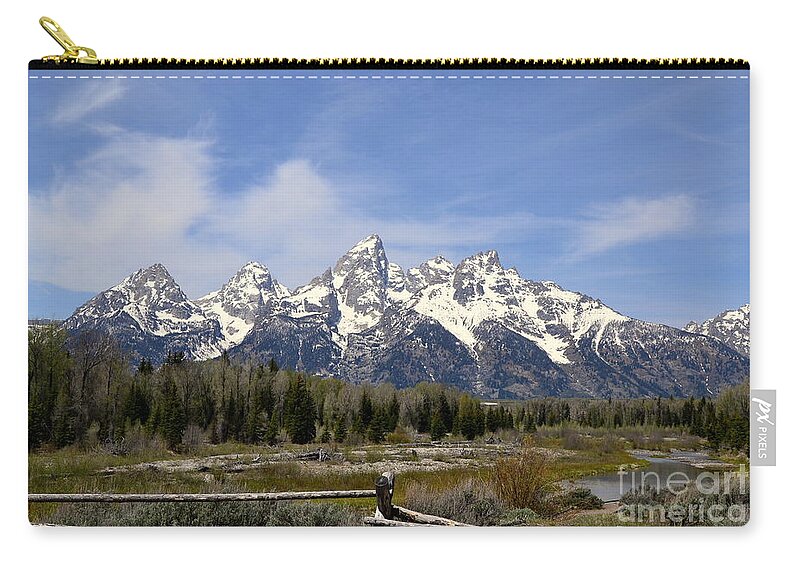 Mountains Zip Pouch featuring the photograph Teton Majesty by Dorrene BrownButterfield