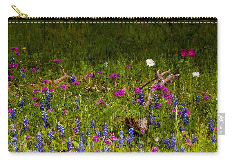 Lupinus Texensis Zip Pouch featuring the photograph Texas Roadside Wildflowers 742 by Melinda Ledsome