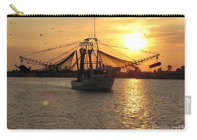 Fishing Trip Zip Pouch featuring the photograph Texas Shrimp Boat by Jimmie Bartlett