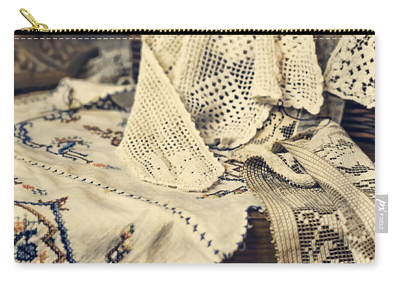 Lace Zip Pouch featuring the photograph Textile Collection by Heather Applegate