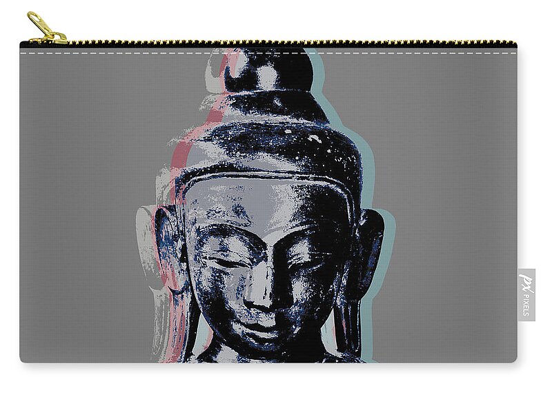 Pop Art Zip Pouch featuring the digital art Thai Buddha #2 by Jean luc Comperat