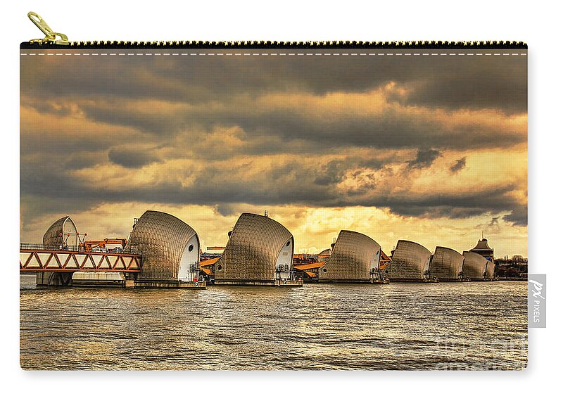 Thames Barrier London Zip Pouch featuring the photograph Thames Barrier by Jasna Buncic