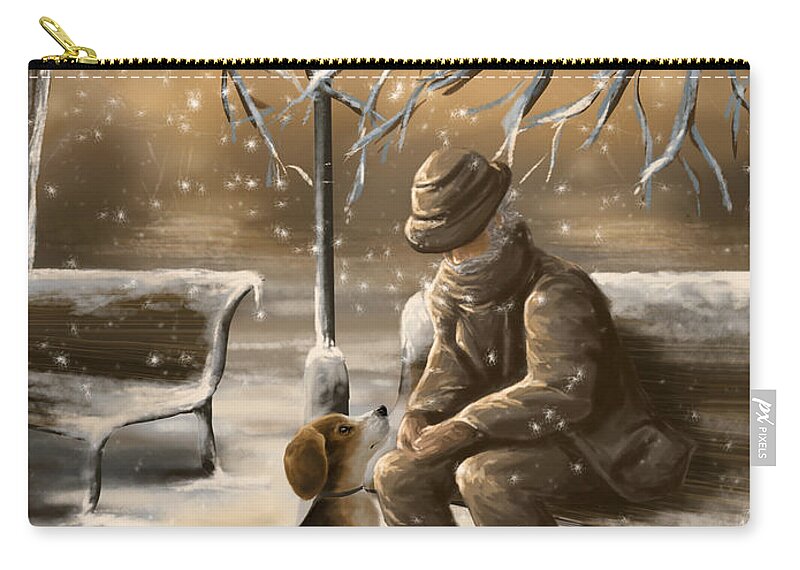 Snow Zip Pouch featuring the digital art Thanks for the good times by Veronica Minozzi