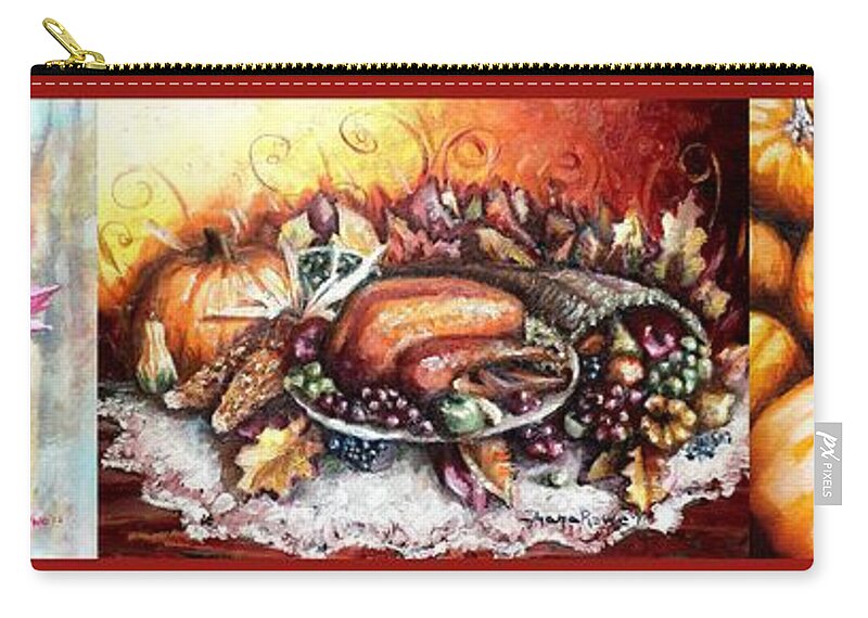 Thanksgiving Carry-all Pouch featuring the painting Thanksgiving Autumnal Collage by Shana Rowe Jackson