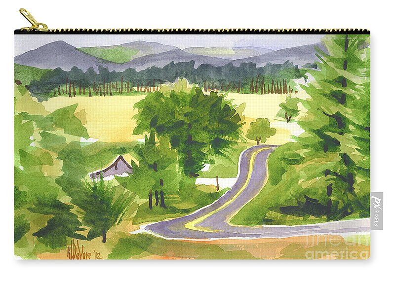 That Ribbon Of Highway Out Jj Zip Pouch featuring the painting That Ribbon of Highway out JJ by Kip DeVore