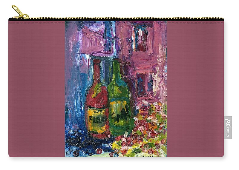 Geraniums Zip Pouch featuring the painting Thats A Vino by Sherry Harradence