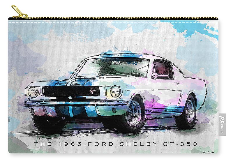 The 1965 Ford Shelby Gt-350 Zip Pouch featuring the digital art The 1965 Ford Shelby GT 350 by Gary Bodnar
