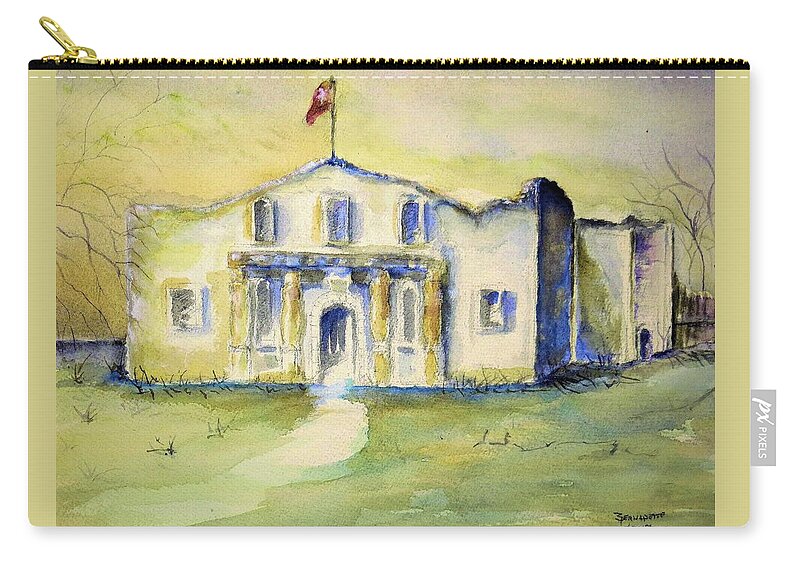 Spring Zip Pouch featuring the painting The Alamo by Bernadette Krupa