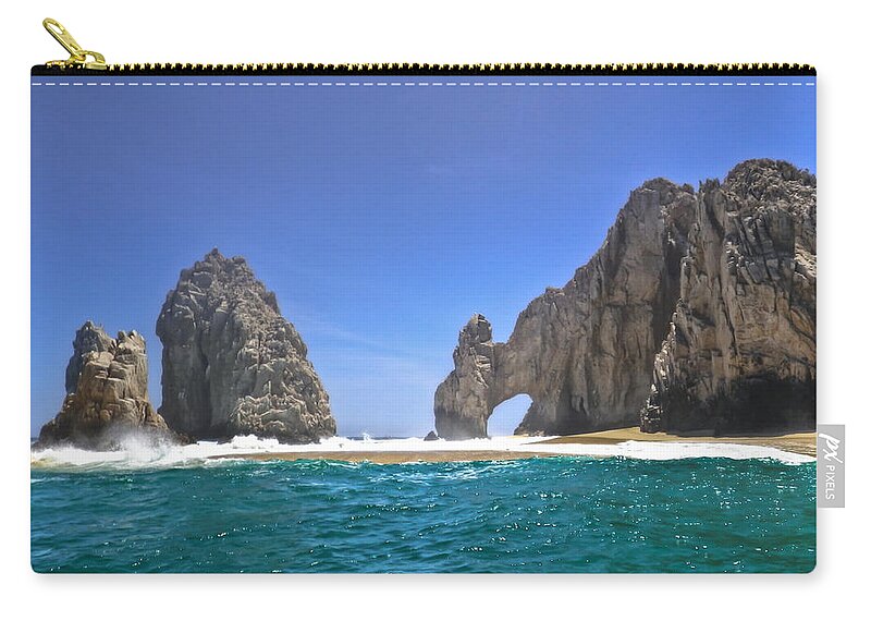 Arch Zip Pouch featuring the photograph The Arch Cabo San Lucas on a low tide by Eti Reid