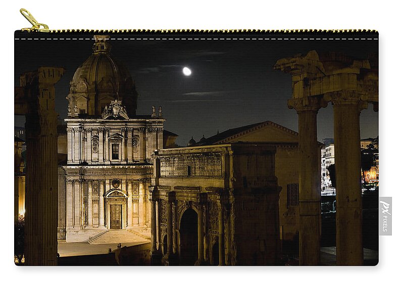 Rome Zip Pouch featuring the photograph The Arch of Septimius Severus by Weston Westmoreland