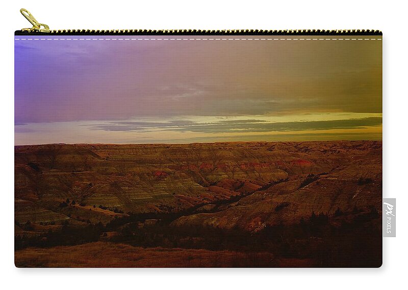 Badlands Zip Pouch featuring the photograph The Badlands by Jeff Swan