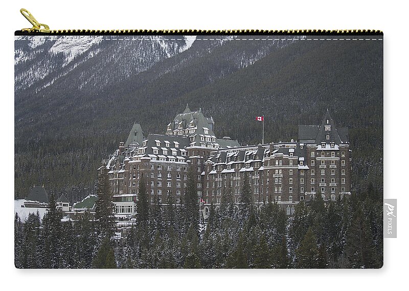 Banff Zip Pouch featuring the photograph The Banff Springs Hotel by Bill Cubitt