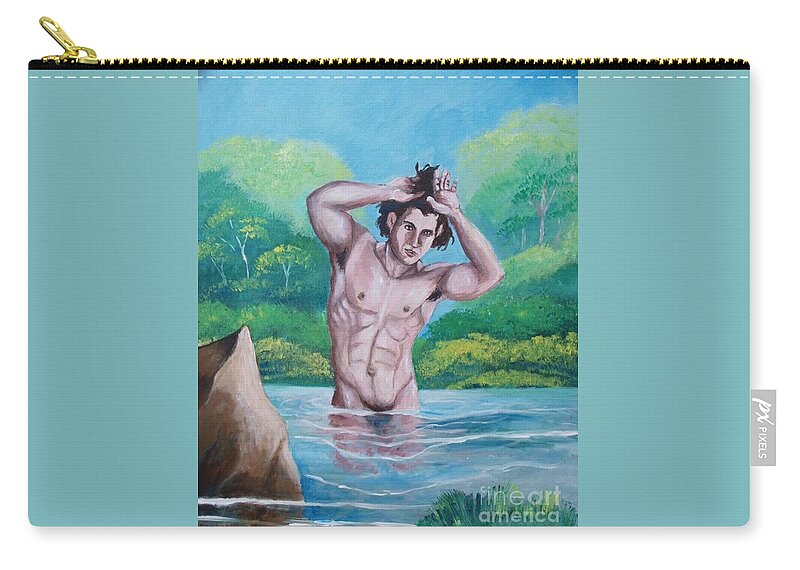 Water Zip Pouch featuring the painting The bather by Jean Pierre Bergoeing