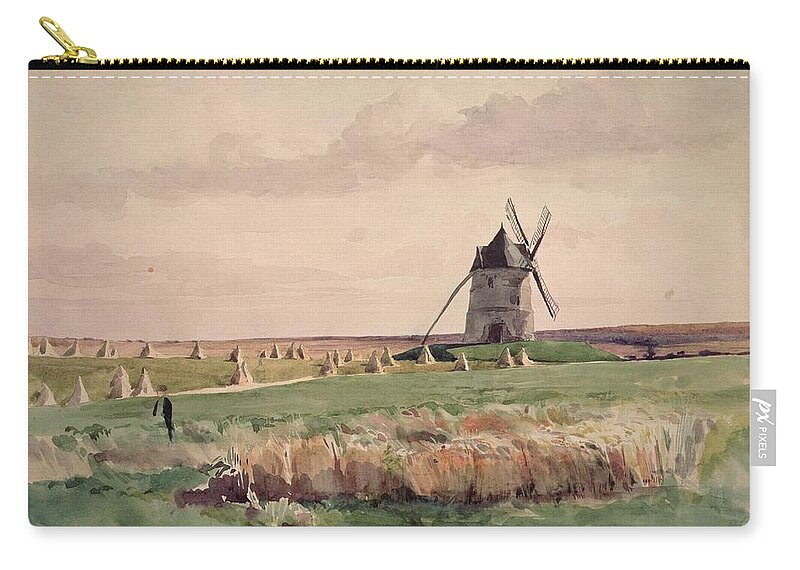 Windmill Zip Pouch featuring the photograph The Battlefield Of Crecy, 26 August, 1346 by John Absolon
