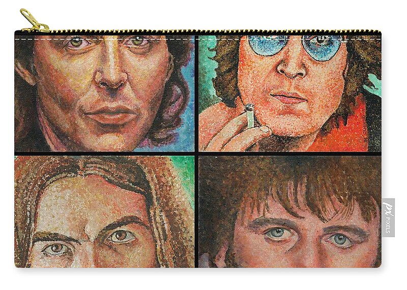 Beatles Art Zip Pouch featuring the painting The Beatles Quad by Melinda Saminski