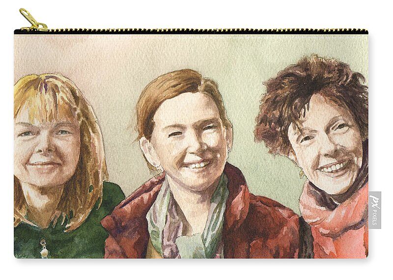 Women Portrait Painting Zip Pouch featuring the painting The Best of Friends by Anne Gifford