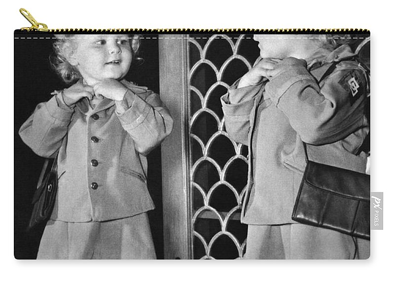 1940s Zip Pouch featuring the photograph The Best War Bond Sales Girl by Underwood Archives