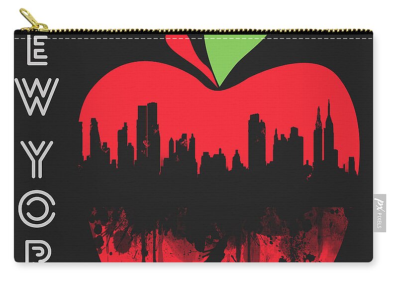 United States Zip Pouch featuring the painting the Big Apple by Mark Ashkenazi