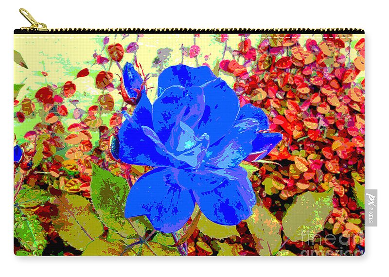 Digital Zip Pouch featuring the digital art The Blue Blue Rose by Alys Caviness-Gober
