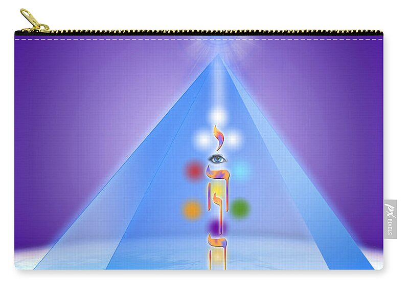 Deirdre Hade Zip Pouch featuring the digital art The Blue Pyramid Of Protection by Endre Balogh