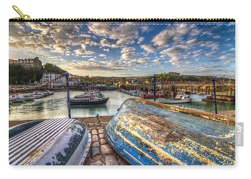England Zip Pouch featuring the photograph The Boats of Folkestone by Tim Stanley