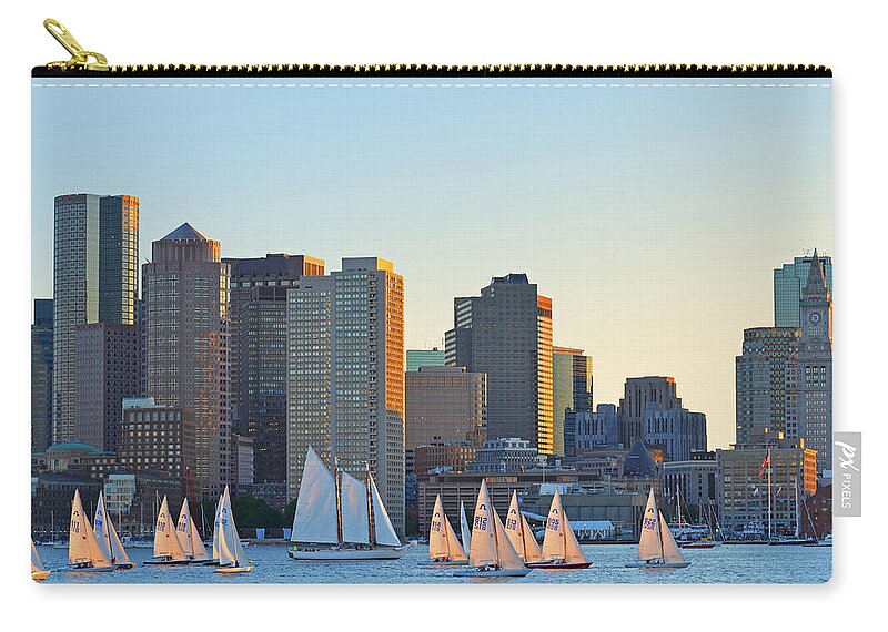 Boston Zip Pouch featuring the photograph The Boston Skyline from East Boston by Toby McGuire