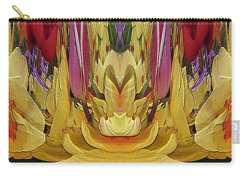 Abstract Zip Pouch featuring the digital art The Bouquet Unleashed 84 by Tim Allen