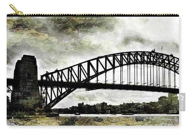 Sydney Zip Pouch featuring the painting The Bridge Spattled by HELGE Art Gallery